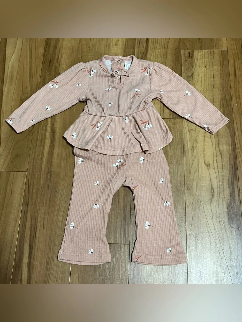RZ by Rachel Zoe Baby Girl Floral Ribbed 2-Piece Set 6-9M
